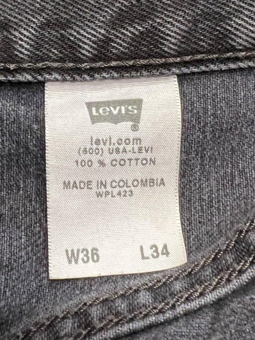 Levi's 501 Dark Black Gray Wash Button Fly Straight Leg Mens Denim Jeans 36 X 34 - Picture 8 of 13